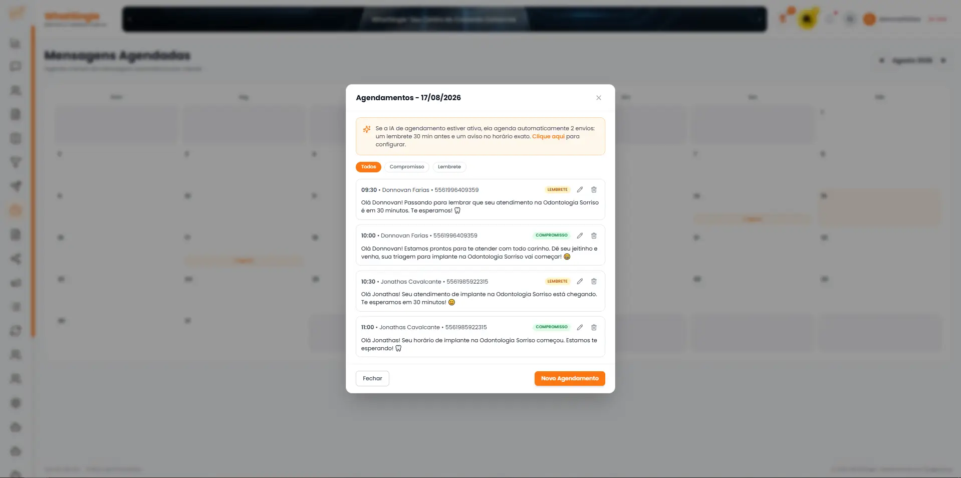 Agendamentos automáticos